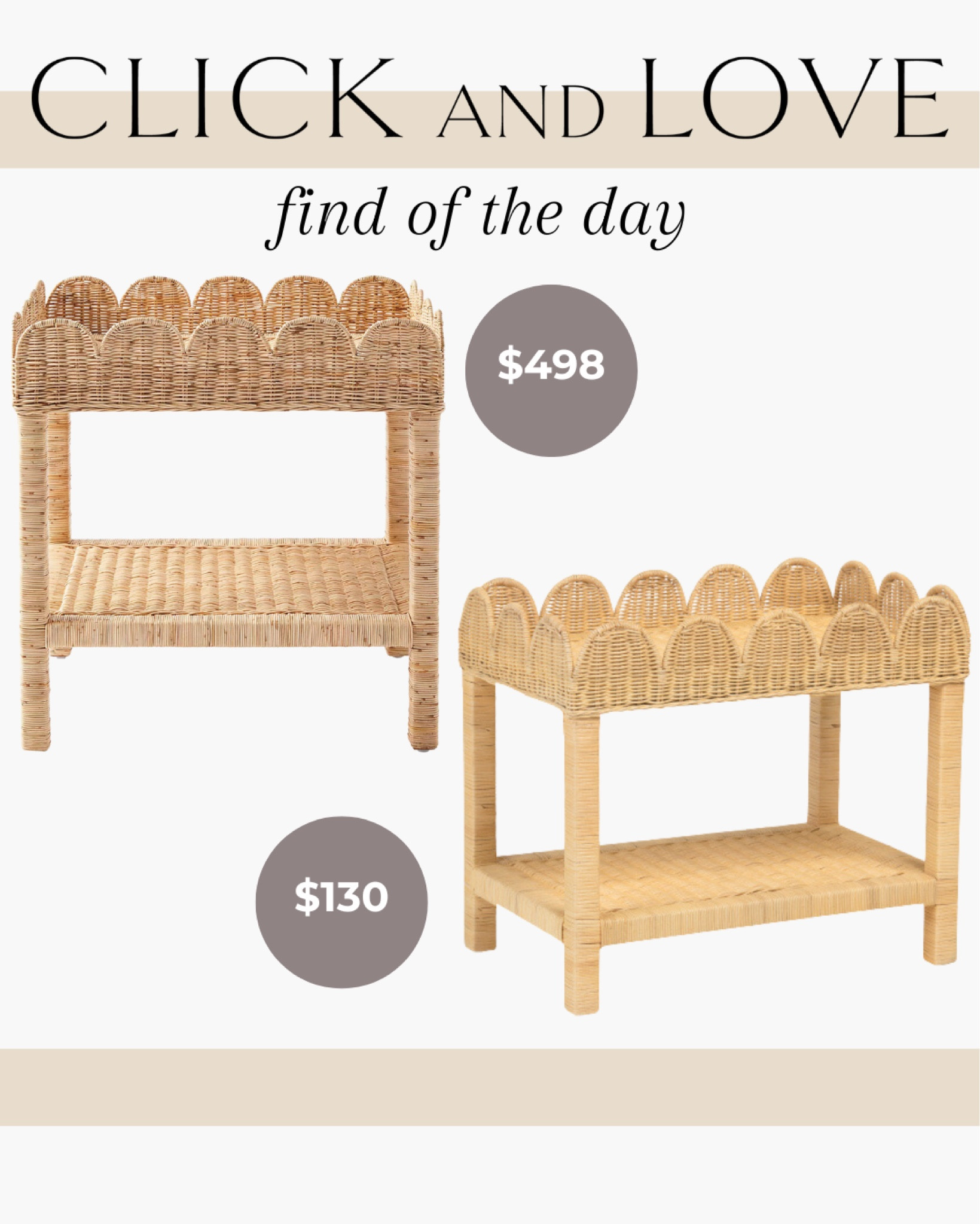 Find of the day! This designer look for less rattan side table looks identical for a fraction of the price!! A must buy from T. J. Maxx! 

End table, nursery, rattan bedside table, scalloped furniture, wicker furniture, wicker table, bar cart, bedroom furniture, bedroom, budget friendly furniture, dresser, nightstand, modern bedroom, traditional bedroom, primary bedroom, guest room, bedroom styling, curated spaces, shoppable inspo, bedroom inspiration, Modern home decor, traditional home decor, budget friendly home decor, Interior design, look for less, designer inspired, end table, side table, neutral furniture, neutral home decor

#LTKStyleTip #LTKBaby #LTKHome