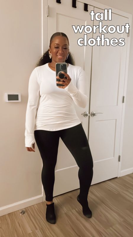 I’m 5’9”—love the length and quality of this top and bottom. The pants are regular length but are high waisted and still have good length for me. The top is actual Tall but also comes in regular lengths.

#LTKmidsize #LTKfindsunder50 #LTKfitness