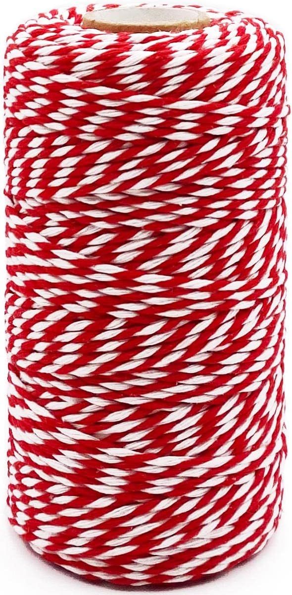 Cotton Twine Red and White Baker String 2mm Thick 328 Feet Christmas Twine for Gift Wrapping DIY ... | Amazon (US)