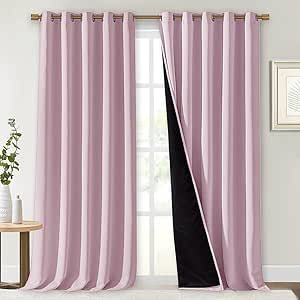 NICETOWN 100% Blackout Window Curtain Panels, Heat and Cold Blocking Drapes with Black Liner for ... | Amazon (US)