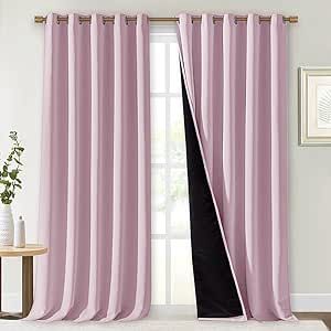 NICETOWN 100% Blackout Window Curtain Panels, Heat and Cold Blocking Drapes with Black Liner for ... | Amazon (US)