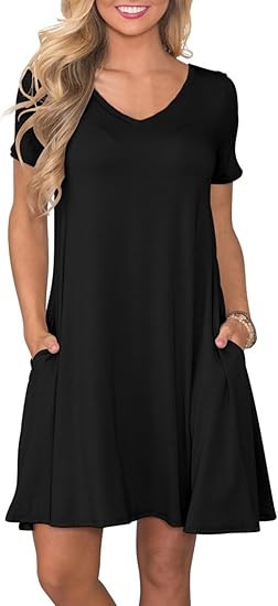 Women's Casual T Shirt Dress Summer Short Sleeve Swing Dresses with Pockets | Amazon (US)