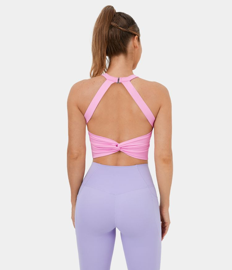 Women’s Cloudful™ Fabric Backless Cut Out Twisted Cropped Yoga Tank Top - HALARA | HALARA