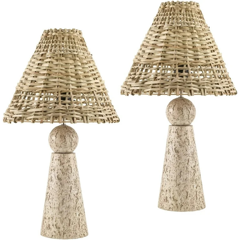 Livabliss Teslin Traditional Accent Table Lamp, 22-inch, Light Grey/Brown with Brown Shade (Set o... | Walmart (US)