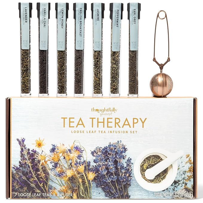 Thoughtfully Gourmet, Tea Therapy Infusion Gift Set, 7 Unique Flavors and Reusable Copper Ball In... | Amazon (US)