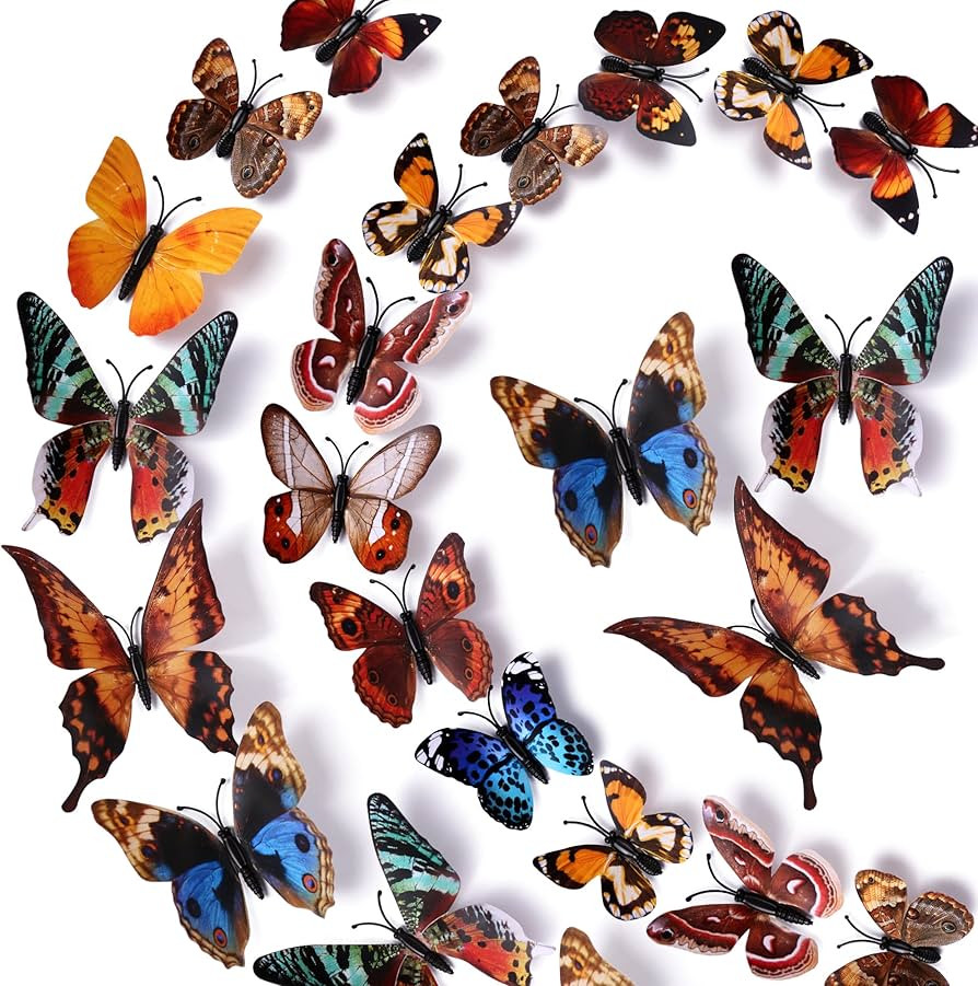 LiveGallery 72 PCS Brown Removable 3D DIY Beautiful Butterfly Wall Decals Colorful Butterflies Ar... | Amazon (US)