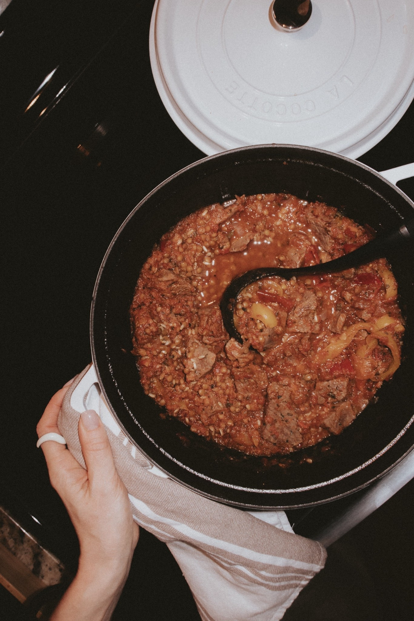 Lentil, brown rice, beef 🥩 & tomato soup 🥫& 1 hour to make, a couple of days to last. Exactly what we needed tonight. 
Rill Foods Daniel’s lentil & brown rice mix + mama lil’s + San marzano tomatoes 🍅 + beef 🥩  in my favorite 7 quart Staub 😋👌
No time to run back and forth to the store so I’m ordering a 12 pack of this stuff and linking it here. 

#LTKmomlife #LTKHome #LTKfoodie