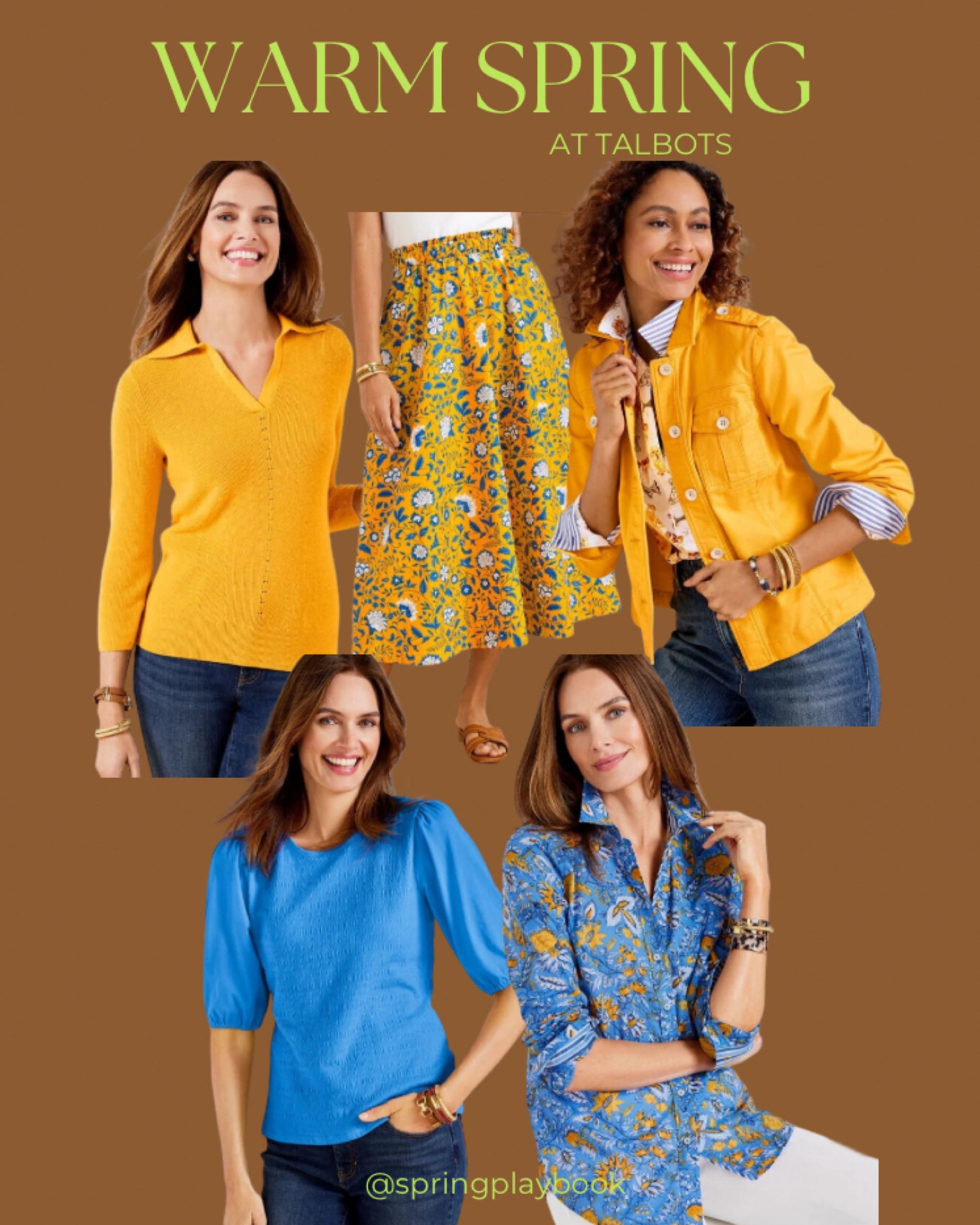 A sunny yellow and medium blue for Warm Springs at Talbots. 

[based on stock photos]

#LTKunder50 #LTKstyletip #LTKworkwear