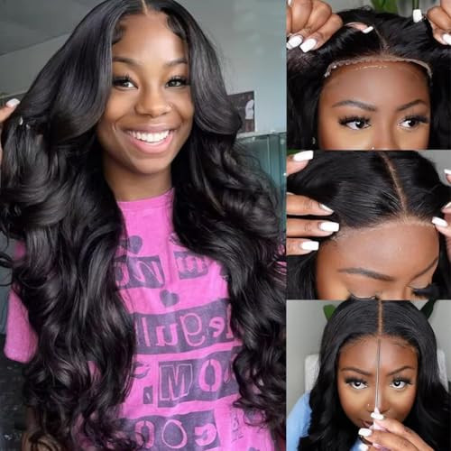 28 Inch 6x4 Lace Closure Wigs 180% Density Body Wave Lace Front Wigs Human Hair for Women Wear and Go Glueless Wigs Human Hair Pre Plucked Pre Cut | Amazon (US)