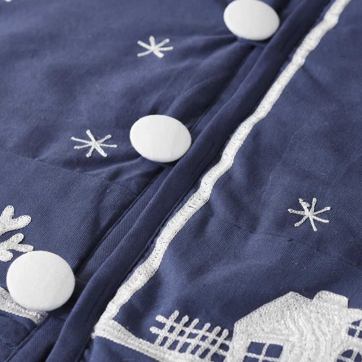 Arcadia Home Handmade Christmas Tree Skirt in Cotton - Village Scene on Navy Blue - 60" | Wayfair | Wayfair North America