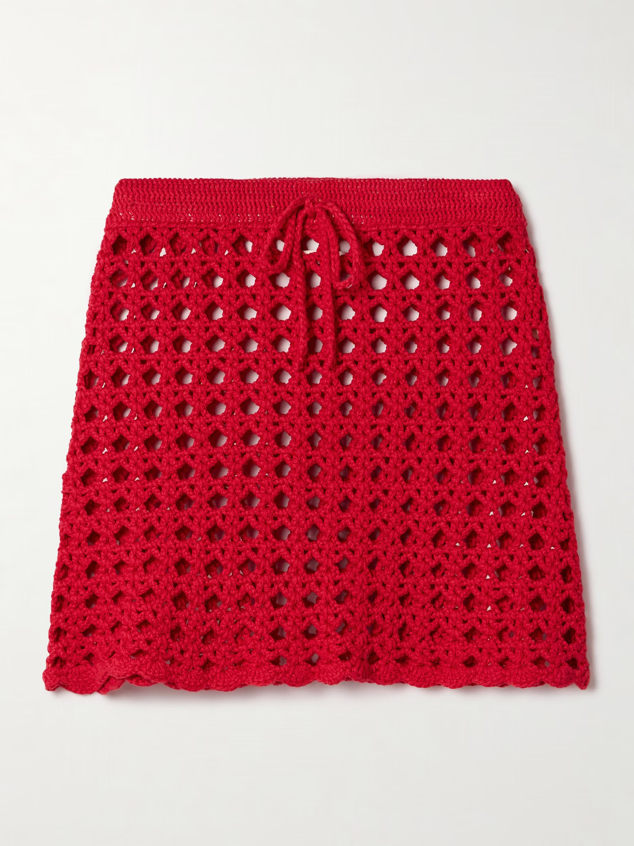 Suzie Kondi - Crete Open-knit Cotton Mini Skirt - Red | NET-A-PORTER (US)