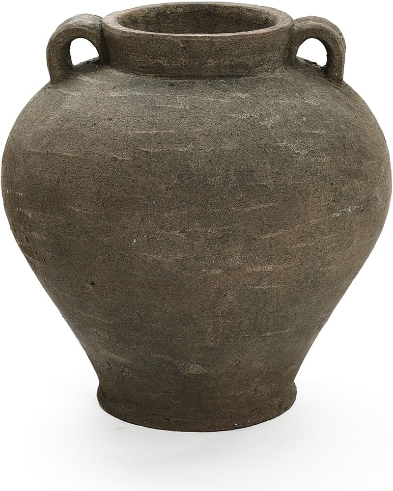 LuxenHome Rustic Large Flower Vase,14'' Tall Brown Terracotta Cauldron Vase,Farmhouse Decorative ... | Amazon (US)