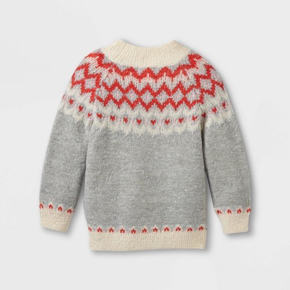 Toddler Girls' Fair Isle Pullover Sweater - Cat & Jack™ Gray | Target