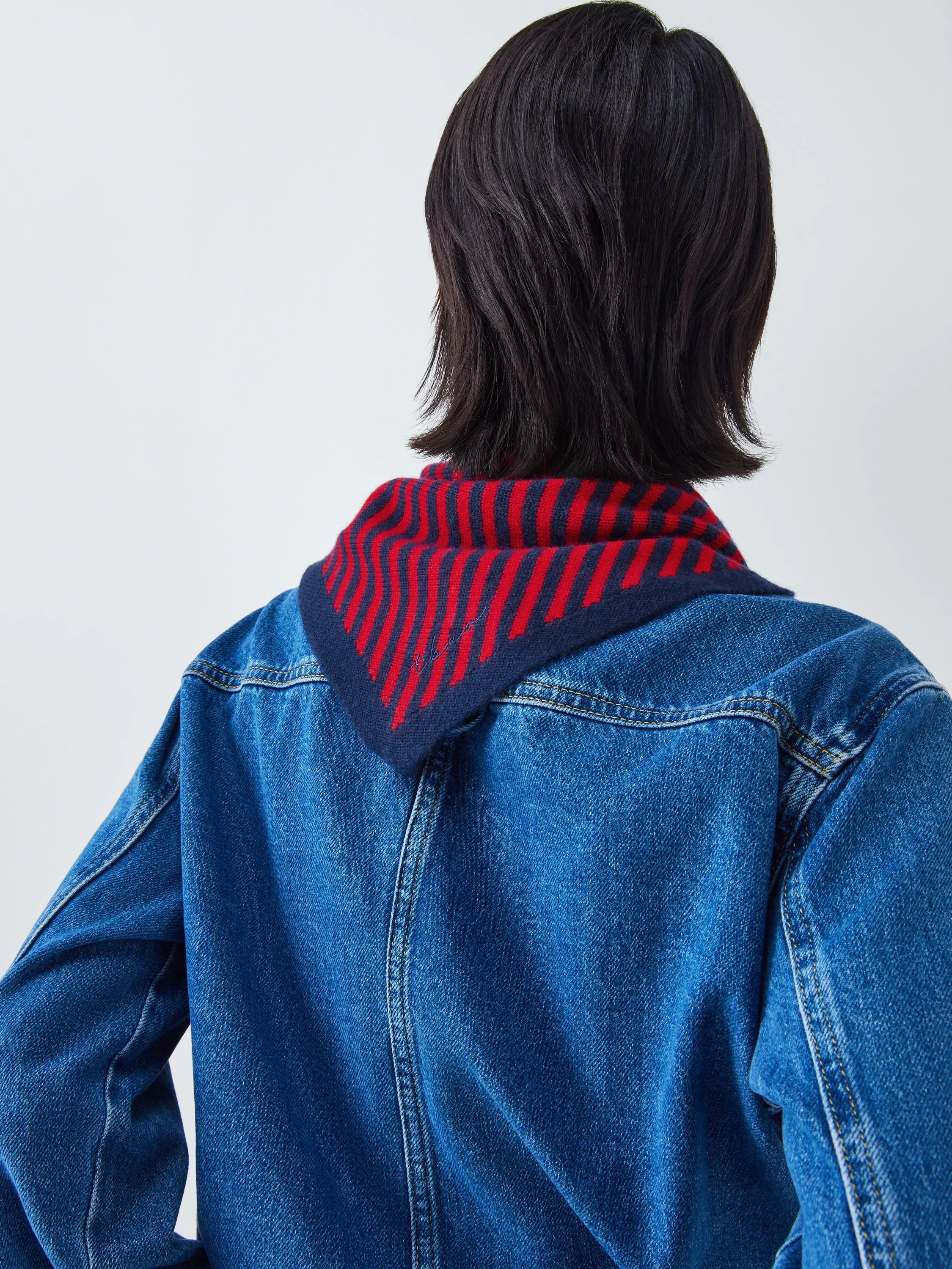 TBCo Stripe Wool Triangle Scarf, Navy | John Lewis (UK)