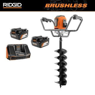 RIDGID 18-Volt Earth Auger with 8 in. Bit and (2) 4.0 Ah Batteries and Charger R01701K - The Home... | The Home Depot