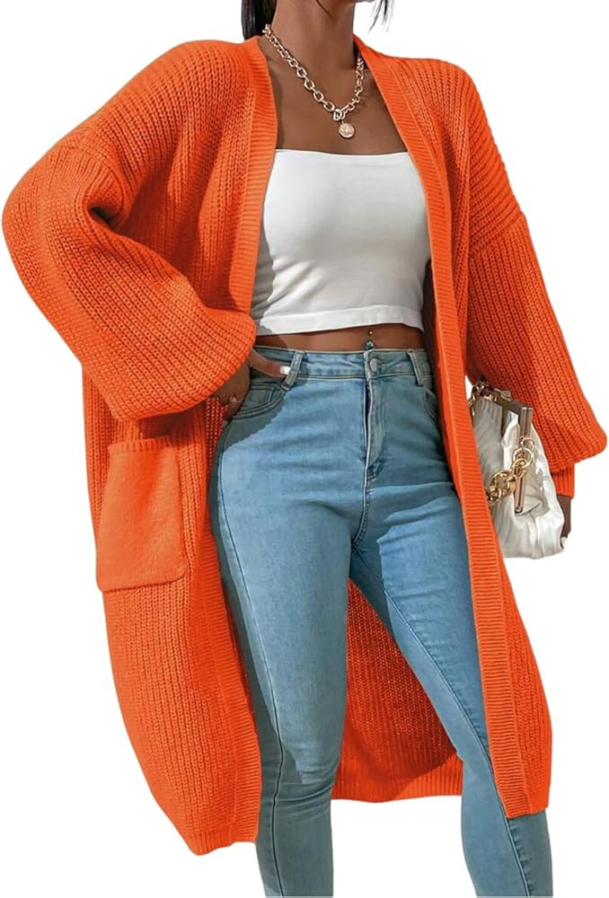 LIGHT DOT Women's Winter Midi Cardigan Oversized Long Sleeve Open Front Fuzzy Knit Sweater Coat w... | Amazon (US)