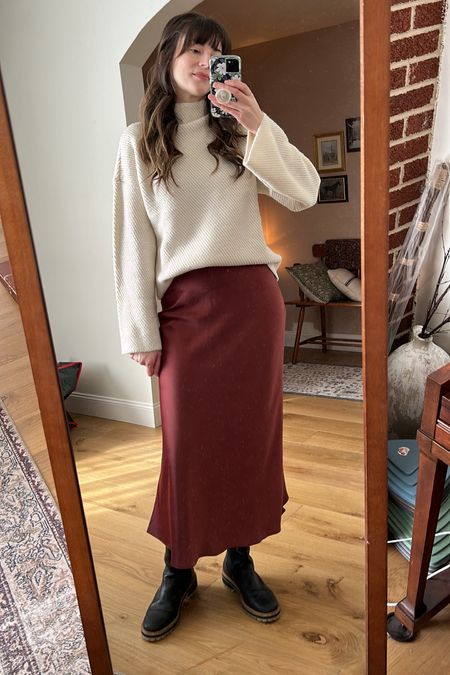 Slip skirt outfit ft. the Earnest Sweater and Glide skirt from Darling Society. ‘JESSICAW’ gets you 15% off! 