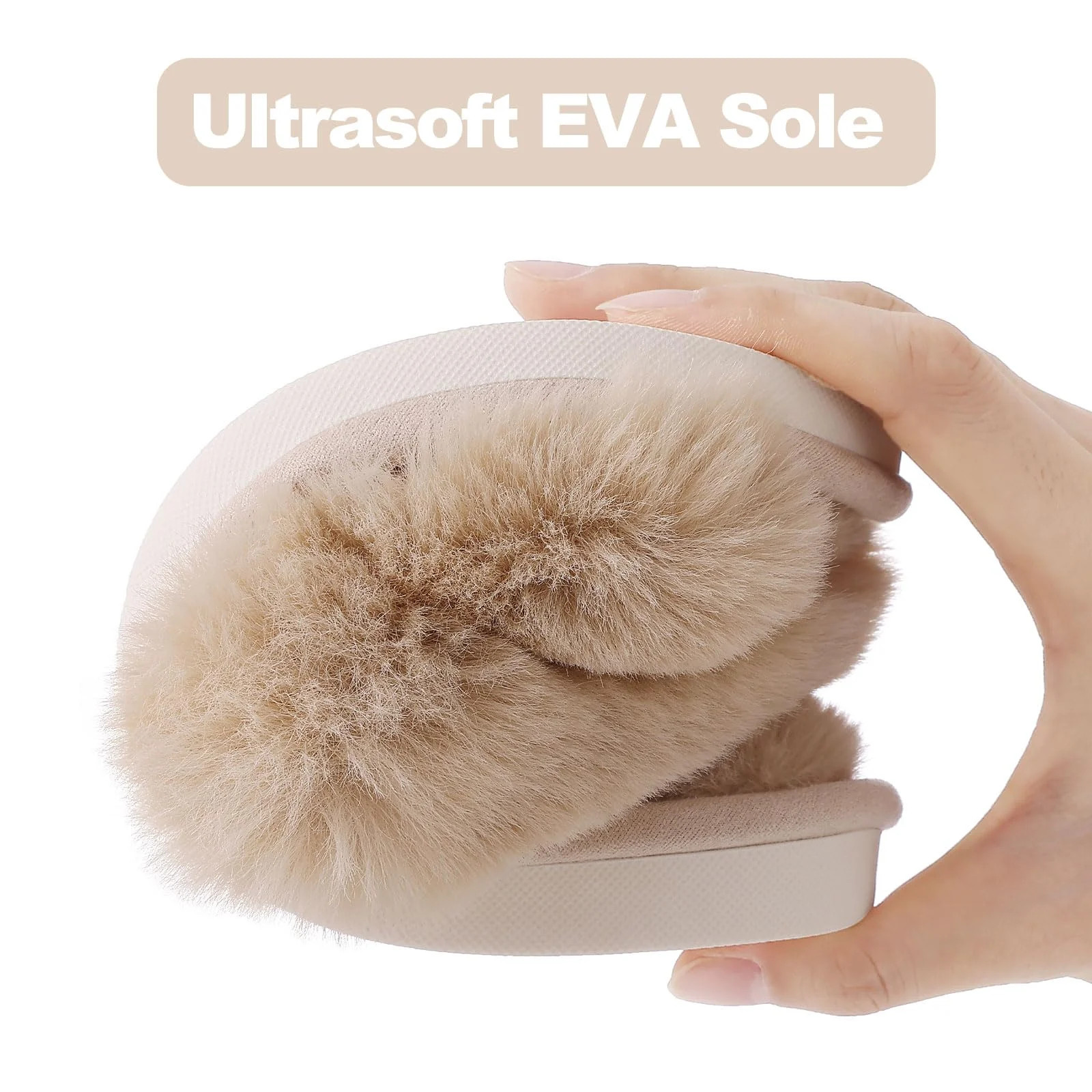 Litfun Women's Fuzzy Slippers Open Toe Cross Band Slippers Memory Foam House Slippers for Women, ... | Walmart (US)