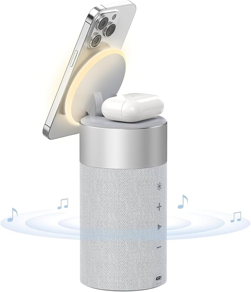 COLSUR Bluetooth Speaker with Night Light - 3 in 1 Mag-Safe Wireless Charger for iPhone 15/14/13/... | Amazon (US)