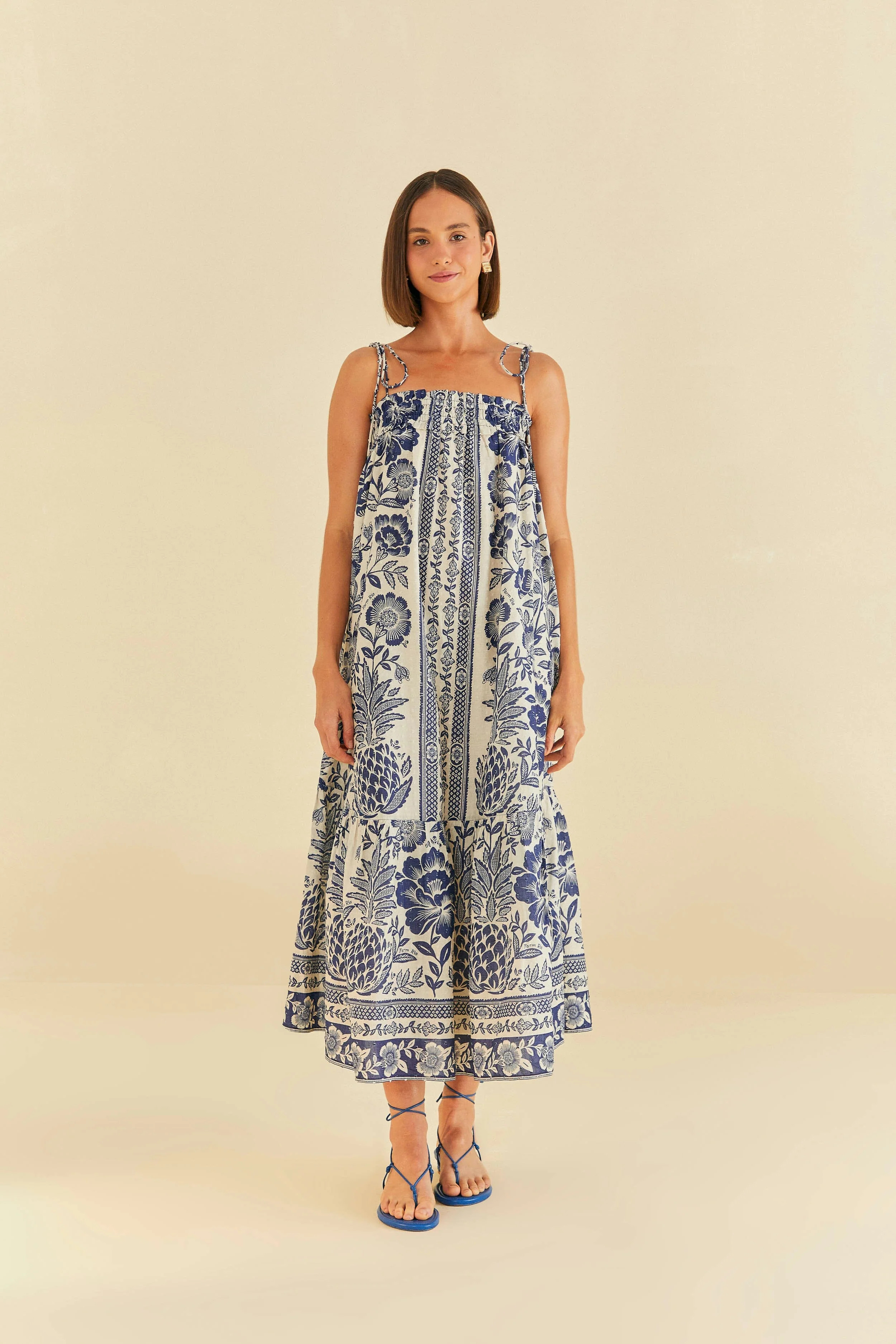 MAXI DRESS | Blue Pineapple Garden Print | FarmRio (US)