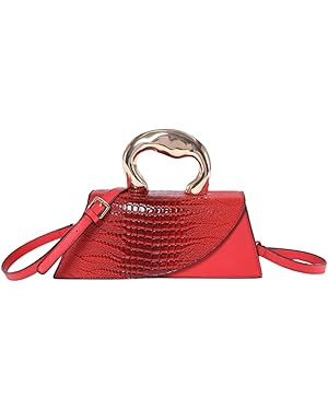 Women Vegan Leather Evening Handbag Crocodile Pattern Handle Clutch Purse Cross Body Envelope Bag | Amazon (US)