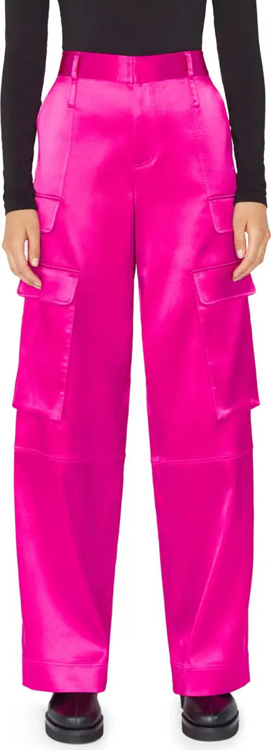 FRAME Relaxed Fit Straight Leg Satin Cargo Pants | Nordstrom | Nordstrom