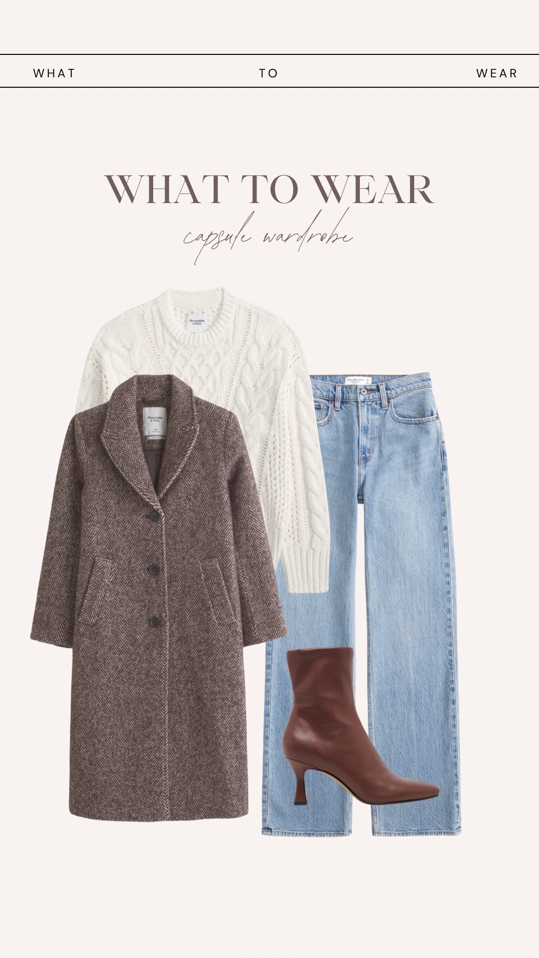 Capsule wardrobe essentials 🤎
Cozy cream cable knit sweater, herringbone long coat, straight denim, and brown boots. Staples that go with everything!


#NeutralStyle #CapsuleWardrobe #FallOutfitIdeas #MinimalChic

#LTKShoeCrush #LTKStyleTip #LTKSaleAlert