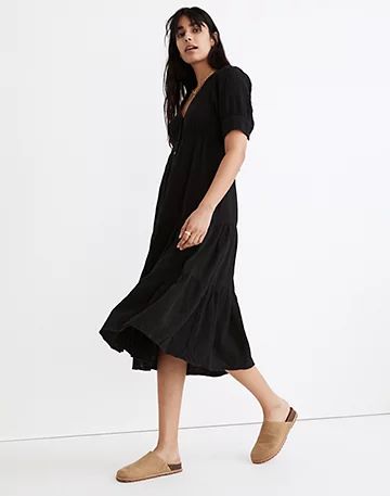 Lightspun Button-Front Tiered Midi Dress | Madewell