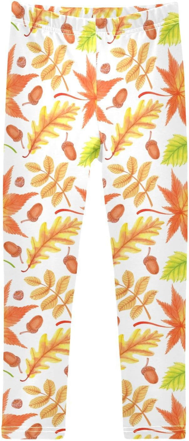 Autumn Maple Birch Oak Leaves Acorns Girl's Leggings for Kids Toddler Girls Sweatpants Legging Pa... | Amazon (US)