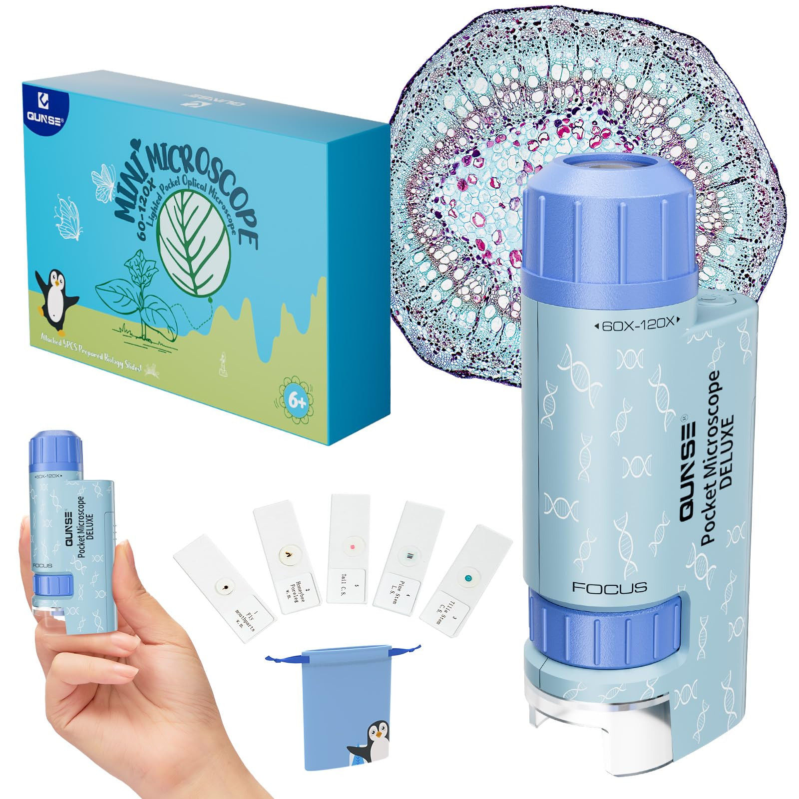 Kids Pocket Mini Portable Handheld Microscope 60x-120x,with 5 Slides Specimens,Microscope for Kid... | Amazon (US)