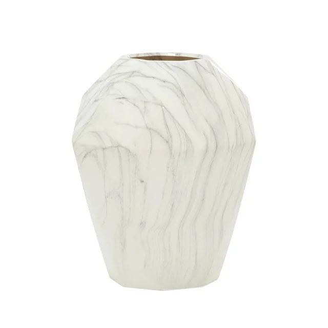 DecMode 12" Faux Marble White Ceramic Vase - Walmart.com | Walmart (US)