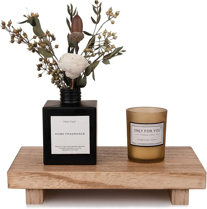 Small Wood Tray Pedestal Stand Farmhouse Bathroom Decor Decorative Wooden Riser Kitchen Soap Dish... | Amazon (US)