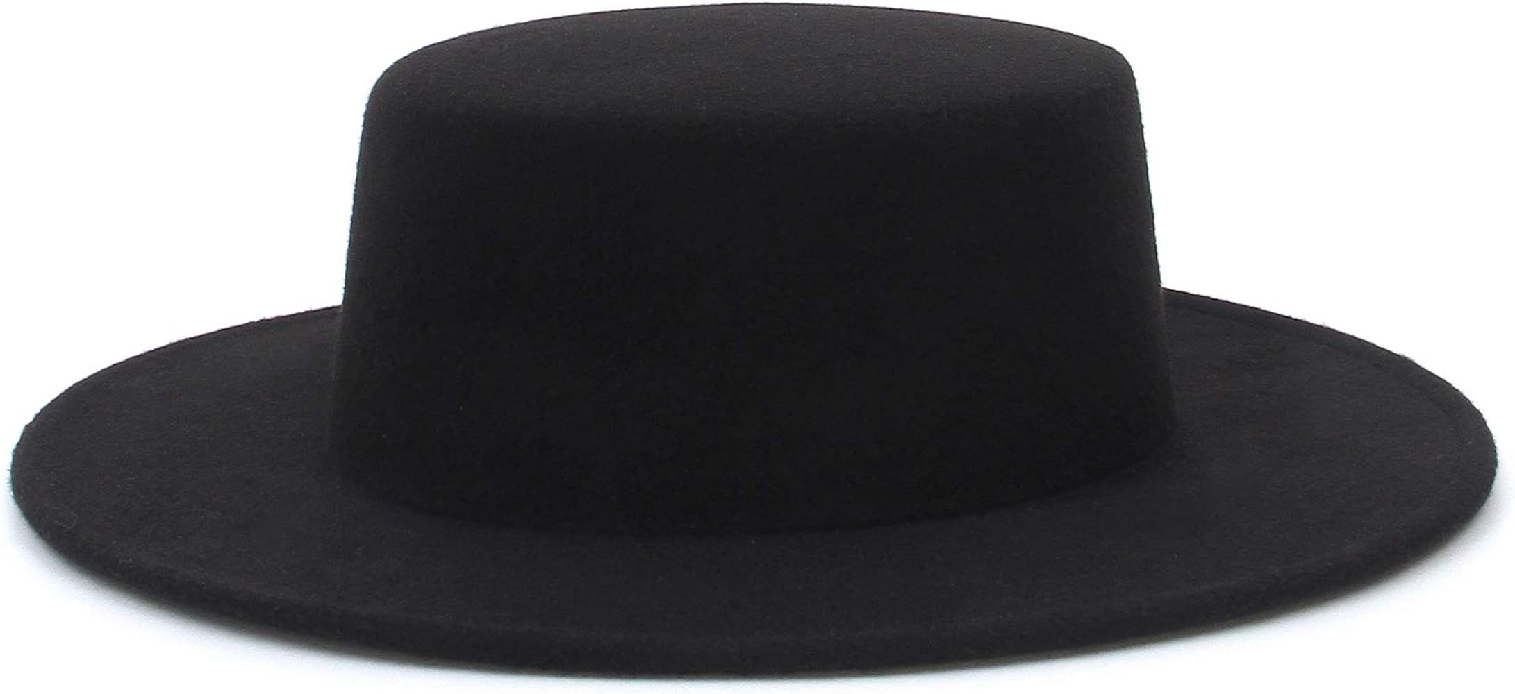 EOZY Women Men Classic Felt Fedora Hat Wide Brim Flat Top Jazz Panama Hat Casual Party Church Hat | Amazon (US)