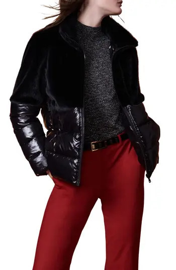 Bernardo Faux Leather & Faux Fur Jacket in Black at Nordstrom Rack, Size Large | Nordstrom Rack