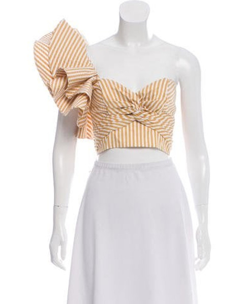 Johanna Ortiz Ruffle-Accented Crop Top White | The RealReal