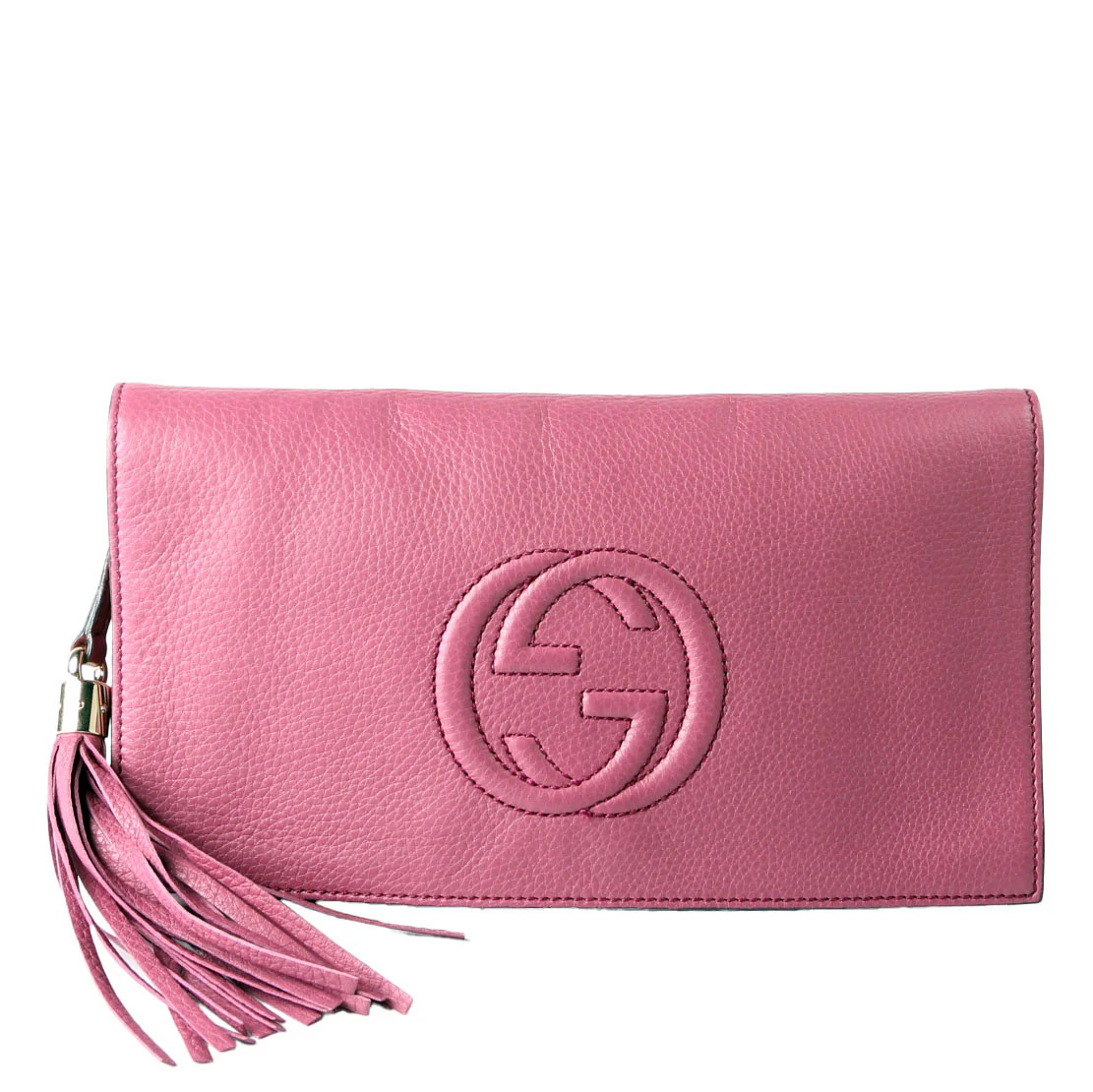 336753 Soho Leather Clutch Purple | Keeks Designer Handbags