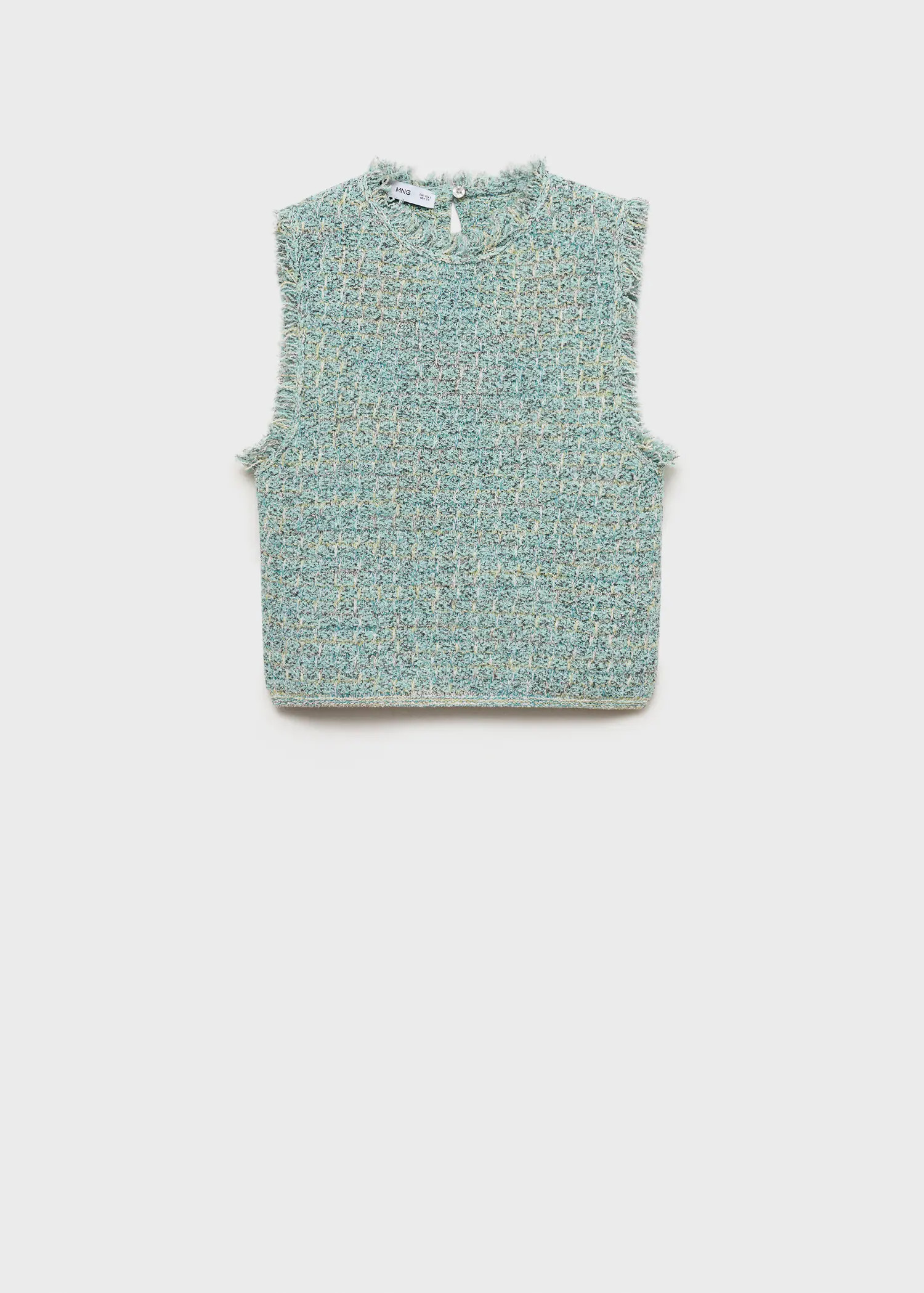 Tweed top with frayed detail - Woman | MANGO United Kingdom | MANGO (UK)