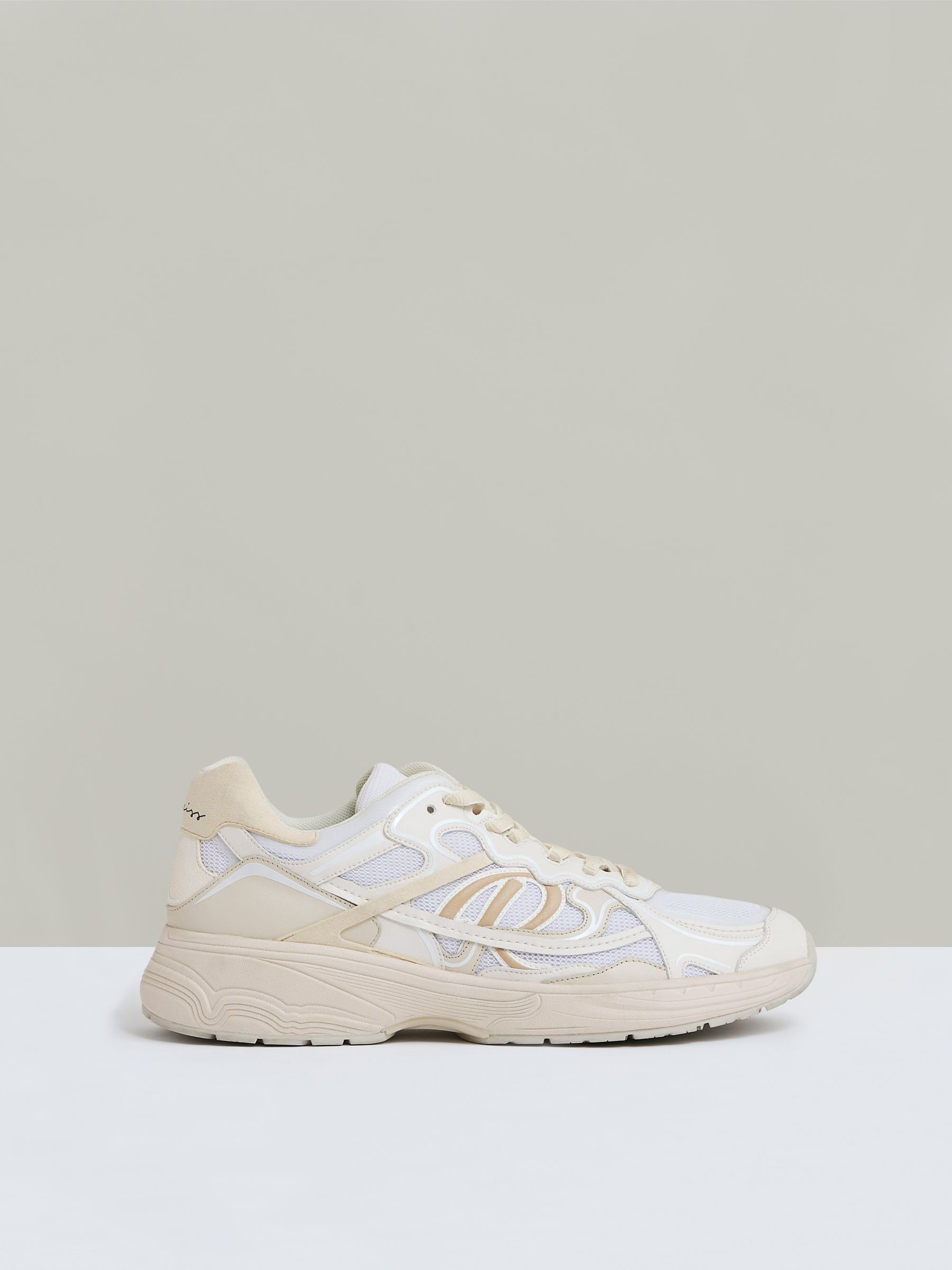 Nubuck and Mesh Trainers in White | Reiss UK