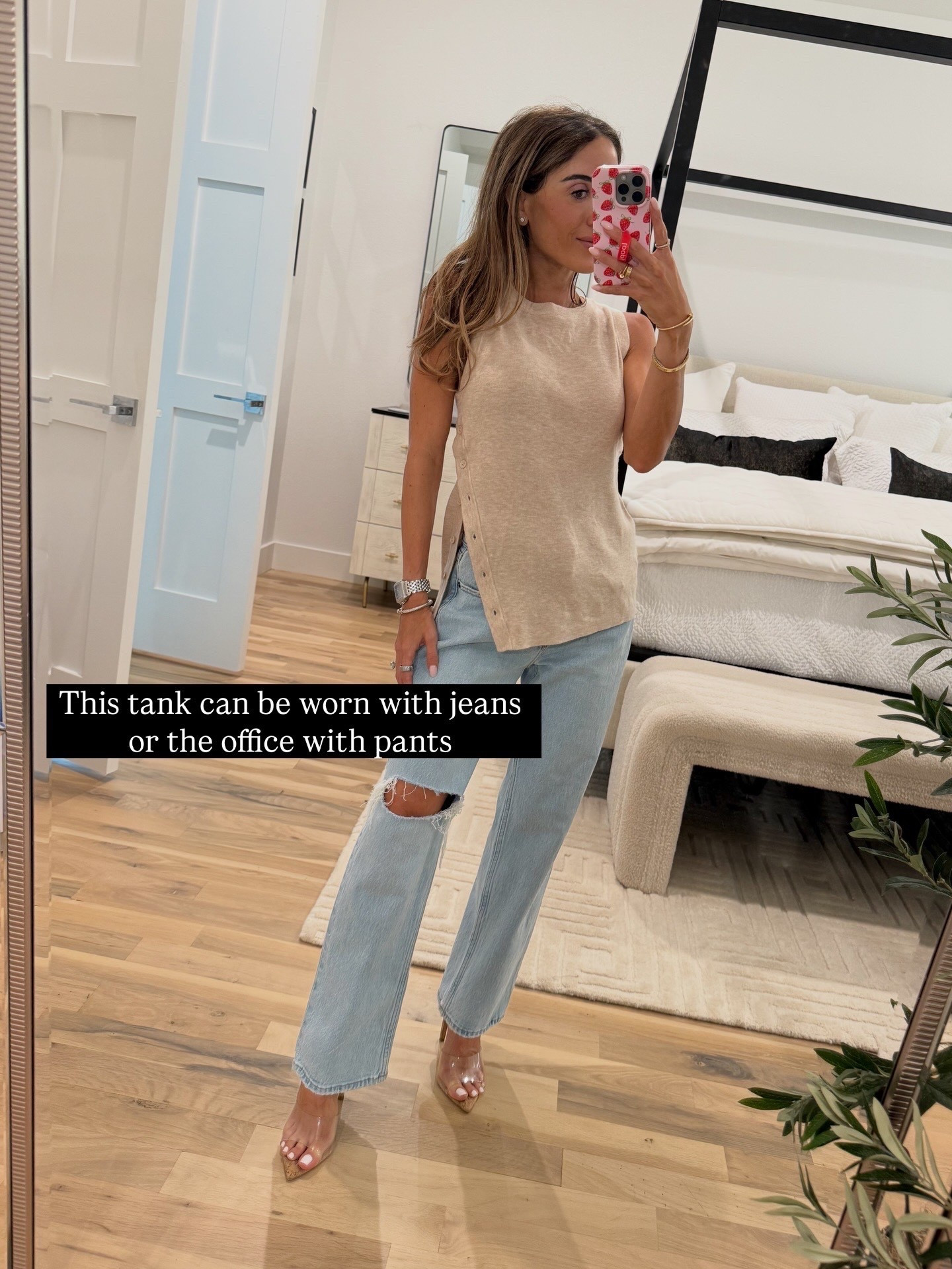 Amazon button tank wearing smallest size can also be worn to the office 

#LTKootd #LTKPetite