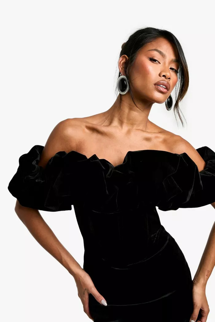 Extreme Ruffle Velvet Mini Dress | Boohoo.com (UK & IE)