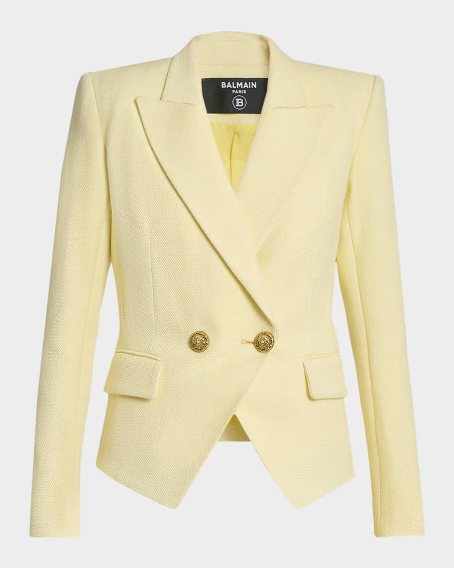 Balmain 2-Buttons Natte Blazer Jacket | Neiman Marcus