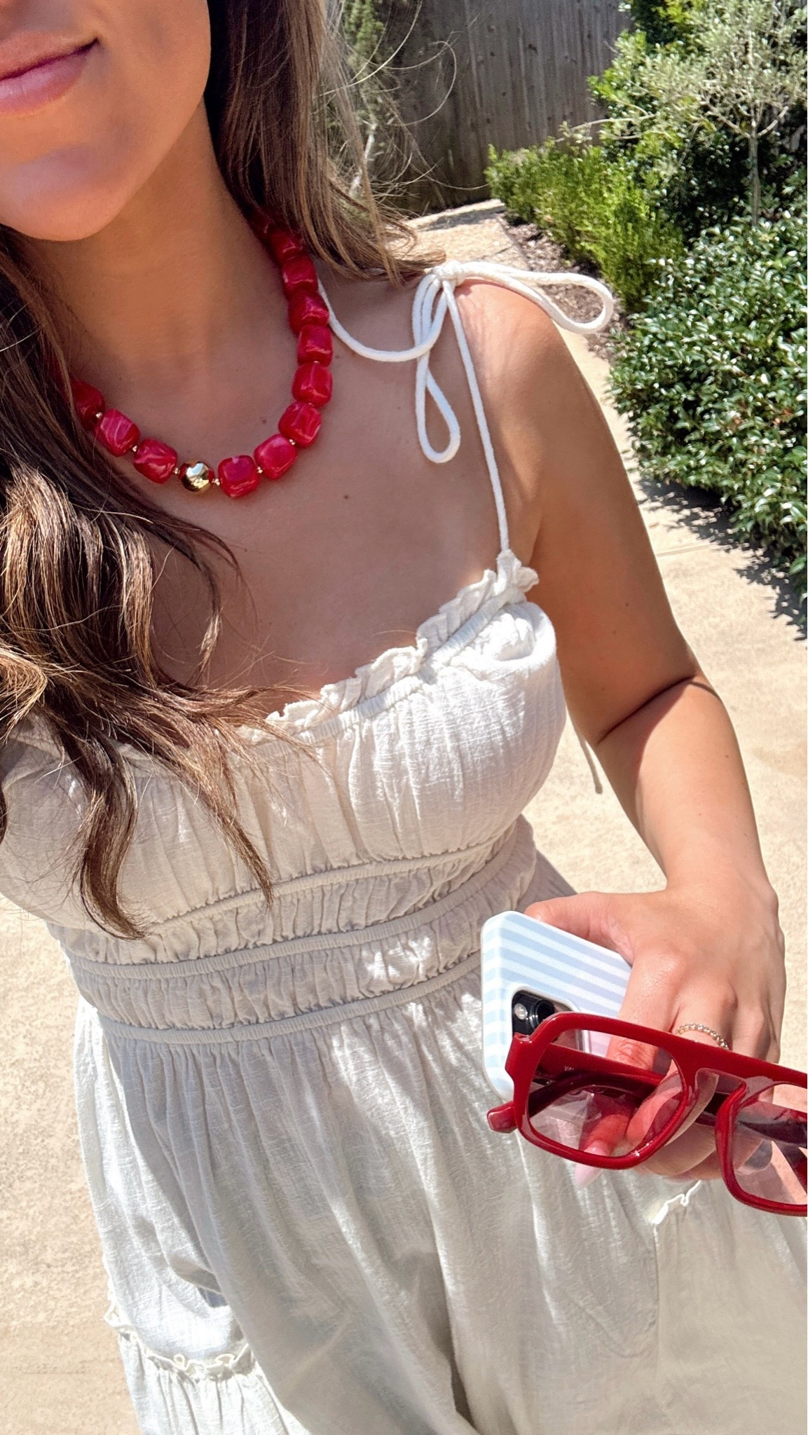 Amazon prime day red beaded necklace red sunglasses