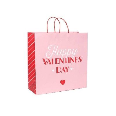 Square Happy Valentine's Day Gift Bag Light Pink - Spritz™ | Target