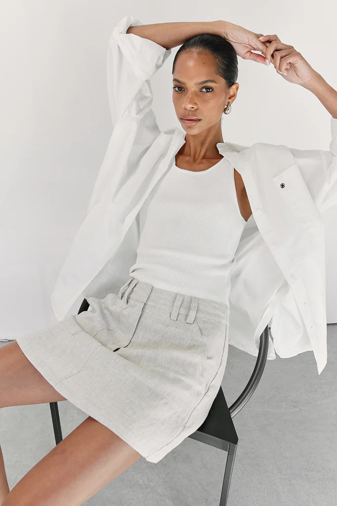 EVA NATURAL LINEN SKORT | DISSH