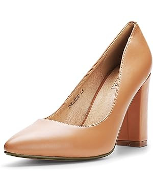 IDIFU Women's IN4 Chunky-HI Block High Heels Closed Pointed Toe Pumps Dress Office Shoes for Wome... | Amazon (US)