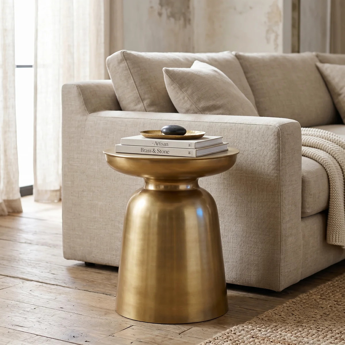 Shenna Handmade Metal Glam Solid Round Drum End Table | Wayfair North America