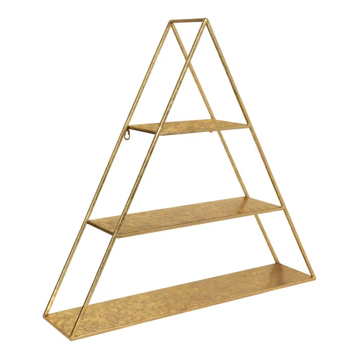26.5" x 28" Tildan Three-Tier Triangle Wood and Metal Wall Shelf - Kate & Laurel All Things Decor | Target