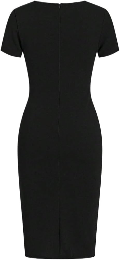 Women's Black Short Sleeved Leather in Winter Zip Up Slit Dress | Amazon (US)