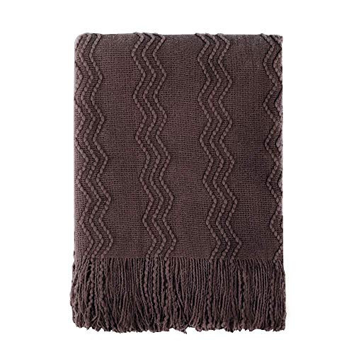 BOURINA Throw Blanket Knitted Throw Textured Solid Soft Sofa Couch Cover Decorative Knitted Blank... | Amazon (US)