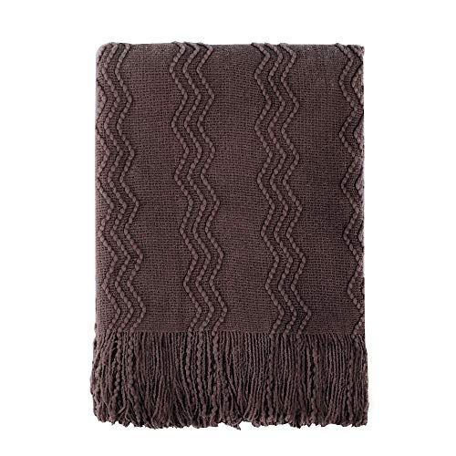 BOURINA Throw Blanket Textured Solid Soft Sofa Throw Couch Cover Knitted Decorative Blanket, 60"x... | Amazon (US)